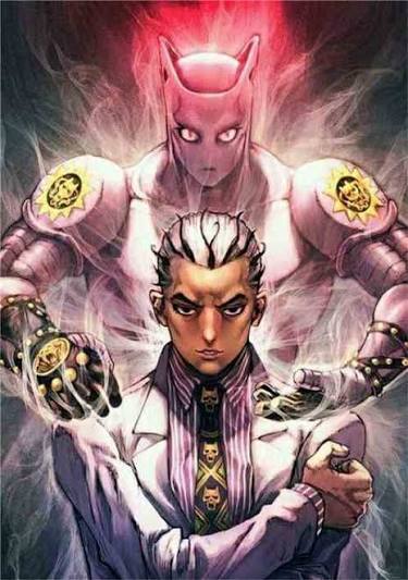 In this crossover anime, Yoshikage Kira longs for a peaceful life.